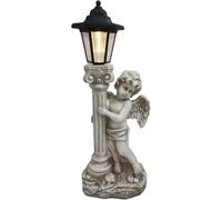 Statua Agel con Luci Solari con Pilastro Roma - Statua Cherubino Garde Solare da Esterno - Scultura Cherubino Garde Resi per Patio Yard Law Portico Art Decoratio Oramet, Left Angel, Warm Light