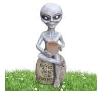 Statua Alien,Figura Resina Esterna Divertente - Lampada Solare da Giardino Resistente alle Intemperie per Cortile Balcone Terrazzo Collezione Mostrabile