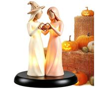 Statua 'amicizia a tema Halloween da collezione con luce LED | Statue di amici per compleanno donne donne festa della mamma autunno casa Halloween camino interno ufficio