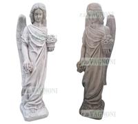Statua angelo con ali in graniglia di marmo e cemento cm 105 pietra arredo