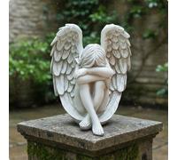 Statua Angelo in Resina Stile Vintage Figura Angelo Della Redenzione per