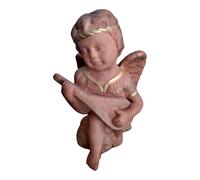 Statua angelo in terracotta statuina angioletto con violino vintage da interno
