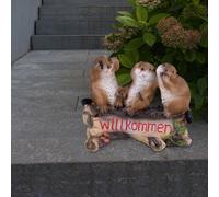 Statua Animale da Giardino Decorazione Esterni Benvenuto Biberfamilie Poliresina