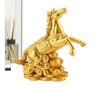 Statua 'anno 2026 del cavallo, scultura decorativa in resina dorata per la casa, statuetta con mascotte 'anno del cavallo, per auto, negozio, scuola, uffici, bar, librerie, soggiorno, comodino