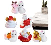 Statua 'anno del serpente 2025,Figura di serpente del capodanno cinese - 6 pezzi di ornamenti del paesaggio della tavola del serpente | Statua animale, souvenir festivi 'anno del serpente per