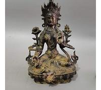 Statua Antica del Buddha Tibetano in Rame Puro, Dio Tibetano della ricchezza, Design nostalgico, Artigianato