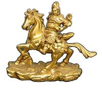 Statua Antica in Rame di Guan Gong, Dio della ricchezza, a Cavallo, Guan Gong Wu, Dio della ricchezza, Arredamento, Accessori per la casa