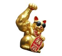 Statua artistica a forma di gatto fortunato con braccio muscoloso con colori vivaci per personalizzare la casa o la decorazione aziendale Scultura di gatti