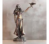 Statua artistica della dea celtica Morrigan, scultura da tavolo con corvo e spada, elegante statuetta in resina sintetica per la decorazione della casa e ornamenti artistici