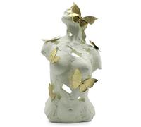 Statua astratta del busto femminile con farfalle, statuetta estetica del corpo decorazione artistica per soggiorno, ufficio e camera da letto, scultura in resina beige da 41,9 cm, bellezza delle