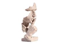 Statua astratta moderna in resina a forma di uomo silenzioso, scultura in argento, arte contemporanea per decorare la casa, L (34 x 12 cm) - Scultura unica del silenzio per gli amanti dell'arte