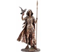 Statua Athena Minerva Saggezza Dea Greca con Gufo Bronzo Fuso a Freddo e Resi...