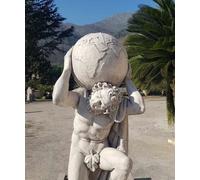 STATUA ATLANTE SCULTURA CON BASE PER ESTERNO DA GIARDINO IN CEMENTO MARMO H195