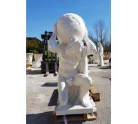 STATUA ATLANTE SCULTURA CON MONDO PER ESTERNO DA GIARDINO IN CEMENTO MARMO H135