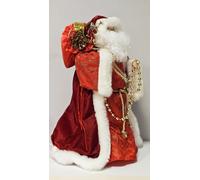 Statua Babbo Natale con regali fatto a mano in ceramica e stoffa altezza cm 40