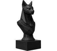 Statua Bastet Decorativa 25 cm - Busto Dea Egiziana Gatto Nero Low Poly - Scultura Moderna Stile Geometrico - Decorazione Casa Elegante e Mistica - Figura Egitto Antico Collezionabile