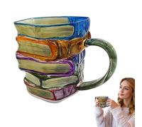 Statua Bere Contenitore per l'acqua del tè | Tazza da caffè in vetro con libri dipinti per donne uomini adulti studenti amanti della letteratura a casa scuola viaggi