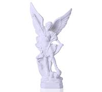 Statua bianca di San Michele Arcangelo da 31,5 cm, Statua religiosa di San Michele, Statuetta in resina di San Michele Arcangelo vittorioso su Satana, Adatta per la raccolta o l'arredamento