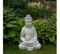 Statua Buddha guardiano del tempio statua in pietra 50 cm 26 kg grigio cement...