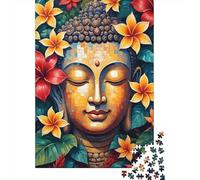 Statua Buddhista Arte Puzzle 1000 Pezzi Carta per Adulti Stile Floreale Gioco di Puzzle 1000 Pezzi Relax Interazione Casa Regalo 38x26cm/1000pcs