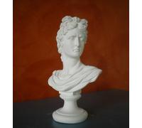 STATUA BUSTO APOLLO PICCOLO IN GESSO BIANCO H.32 - L.20 cm. ARREDO INTERNO