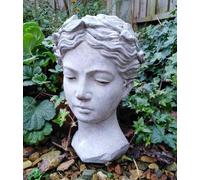 STATUA BUSTO DA GIARDINO IN PIETRA FIGURA DI DONNA ROMANA GRECA 28 cm STILE C...