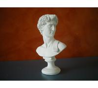 STATUA BUSTO DAVID PICCOLO IN GESSO BIANCO H.32 - L. 20 cm. ARREDO INTERNO
