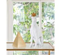 Statua cane seduto con corona dorata DOG WHIT Dimensioni 20x12xh 33 cm- Lavorazione quadretti colore bianco bianco