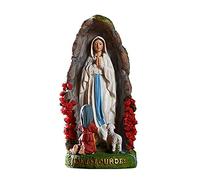 Statua cattolica di Nostra Signora di Lourdes, 20.8 cm in preghiera Beata Madre Maria, decorazione per la casa religiosa cattolica, statua da giardino all'aperto (20.2 cm)