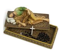 Statua cattolica di San Giuseppe che dorme, con base di custodia, figura religiosa patronale, supporto per rosario, decorazione per la casa ispiratrice 22,4 cm, fatta a mano da Buildclassic (colore)