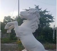 STATUA CAVALLO RAMPANTE DA ESTERNO PER ARREDO GIARDINO IN CEMENTO H170 CM COPPIA