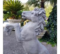 STATUA CAVALLO RAMPANTE DA ESTERNO PER ARREDO GIARDINO IN CEMENTO H170 CM COPPIA