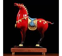 Statua Cinese Del Cavallo In Stile Feng Shui Per Il Cavallo Di Fuoco, Piccola Statuetta Con Base In Legno, Accessori Per La Decorazione Della Casa(Red,L)