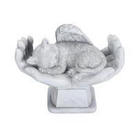 Statua commemorativa per animali domestici decorazioni da giardino esterno angelo con dio mani lapide in resina fatta a mano in pietra commemorativa per la perdita di animali (Gatto)