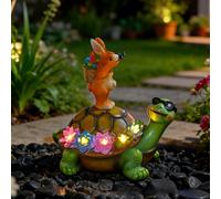 Statua coniglio tartaruga resina luce giardino solare esterno 19 cm LED caldo im