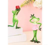 Statua creativa a forma di rana per casa e ufficio, scultura in resina, progettata per dare un tocco di umorismo e stile alle composizioni di interni (1 set)