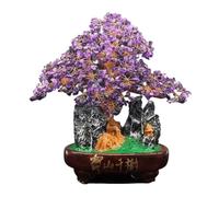 Statua, Cristallo Decorazione for Albero dei Soldi con citrino e Ametista Naturali for ricchezza e buona Fortuna, per la casa(Purple)