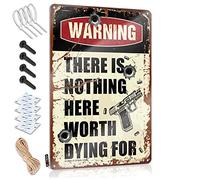 Statua da appendere al bar di campagna con scritta "Warning There Is Nothing Here Worth Dying For - Decorazione femminista per testimone, vintage, in metallo, 30 x 40 cm)