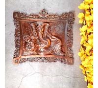 Statua da appendere alla parete di Ganesha, idolo da parete per puja, decorazione per la casa e il soggiorno, arte religiosa e spirituale da parete, regalo per Diwali e inaugurazione della casa, 27 cm