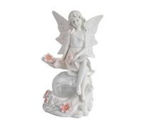 Statua da Esterno, Lanterna, Statuetta, Scultura Decorativa in Resina, Ornamento Resistente alle Intemperie, Alimentato a Energia Solare, Ad, Bianco