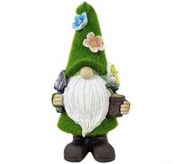 Statua da giardino a energia solare in resina a forma di gnomo con illuminazione notturna automatica, adatta per uso esterno, tra cui prati, terrazze, giardini, vialetti e balconi