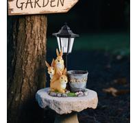 Statua Da Giardino A Forma Di Coniglio Con Luci Solari, Decorazione In Resina