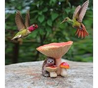 Statua Da Giardino a Forma di Fungo Riccio, Mangiatoia per Uccelli Divertente