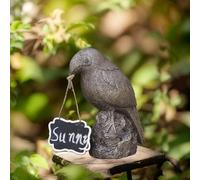 Statua da giardino a forma di pappagallo in resina con bacheca di benvenuto personalizzata, pezzo decorativo da esterno adatto per cortili, prati e aree di ingresso (pappagallo bronzo)