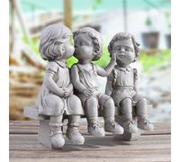 Statua da giardino, adorabile ornamento moderno fatto a mano, tre bambini