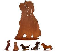 Statua da giardino arrugginita su base fissa, di alta qualità e resistente alle intemperie, statuetta di animali in metallo arrugginito, decorazione da giardino (cane II, altezza 60 cm)