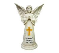 Statua Da Giardino Con Croce D'angelo, Memoriale A LED Solare, Resistente | Decorazione da giardino con croce d'angelo benedicente per il portico del patio della tomba del cimitero