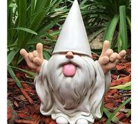 Statua da giardino di Gnomo alto "George" - Questo gnomo aggiungerà un tocco di rock and roll al tuo giardino delle fate e ai tuoi gnomi da giardino! grande,piccoloABS