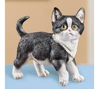 Statua Da Giardino Di Un Gattino Tuxedo Nero E Bianco Con Dettagli Realistici