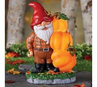 Statua Da Giardino Gnome Contadino Con Zucche Alimentate A Energia Solare